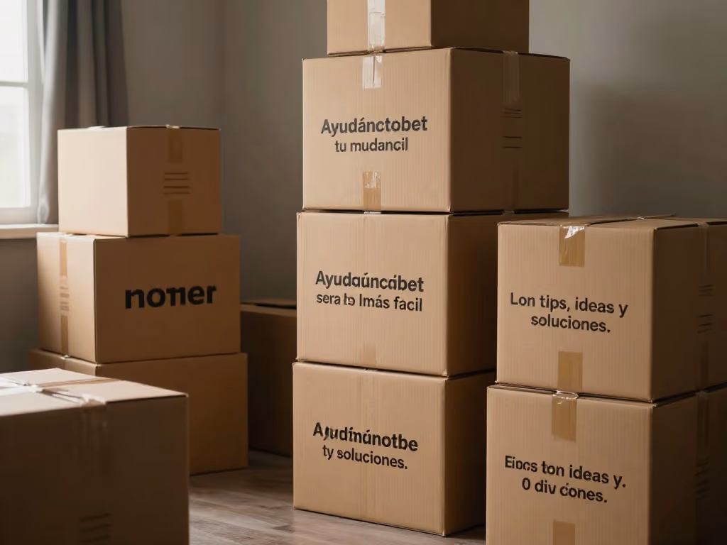 Labeled moving boxes stacked neatly in a room