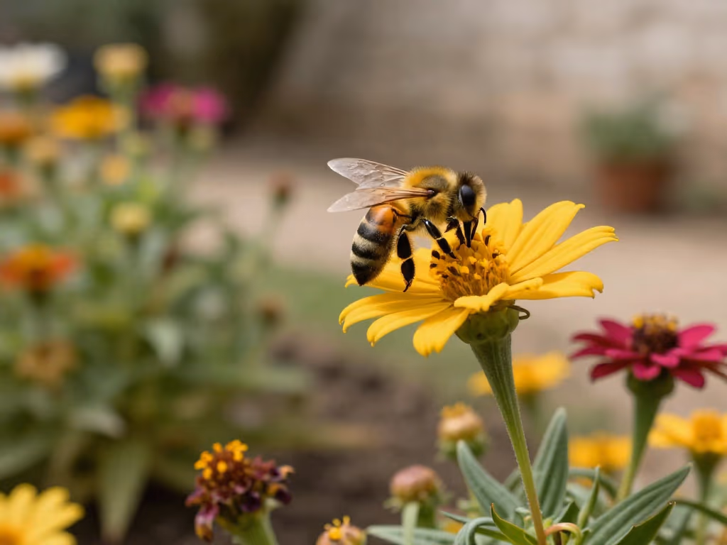 Abejas polinizando flores de plantas autóctonas