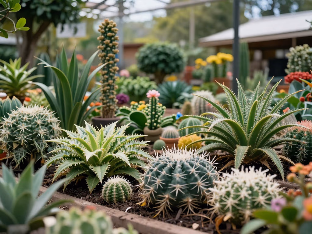 Varias especies de plantas autóctonas mexicanas en un vivero