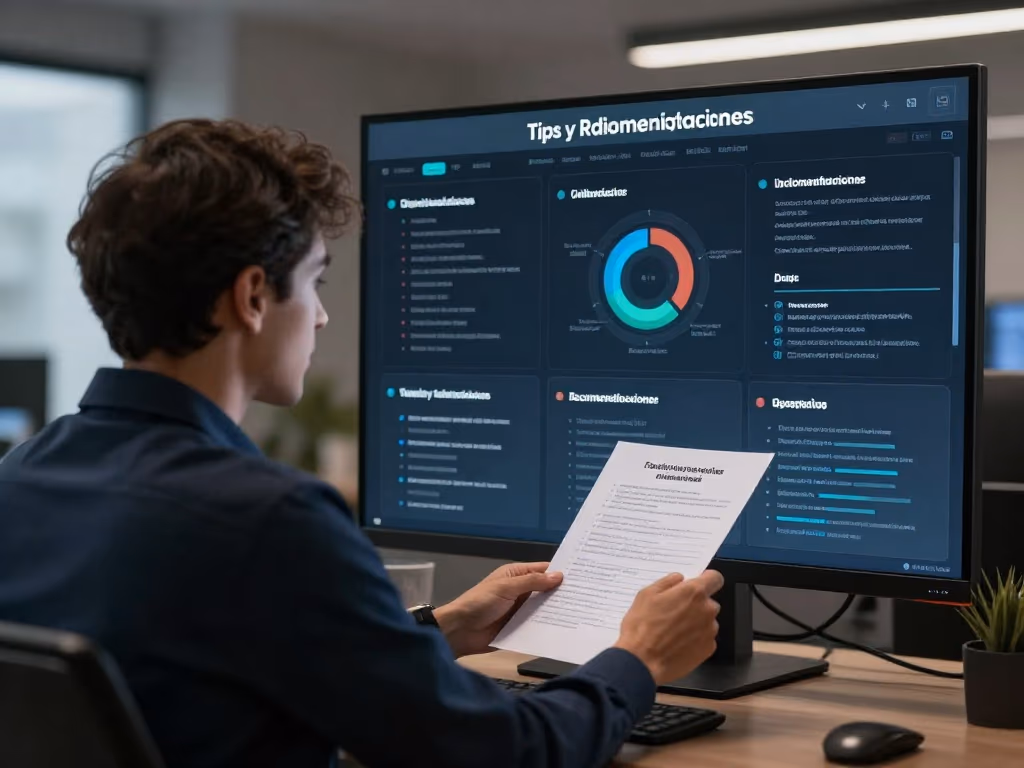un administrador de inmuebles revisando un tablero de control digital
