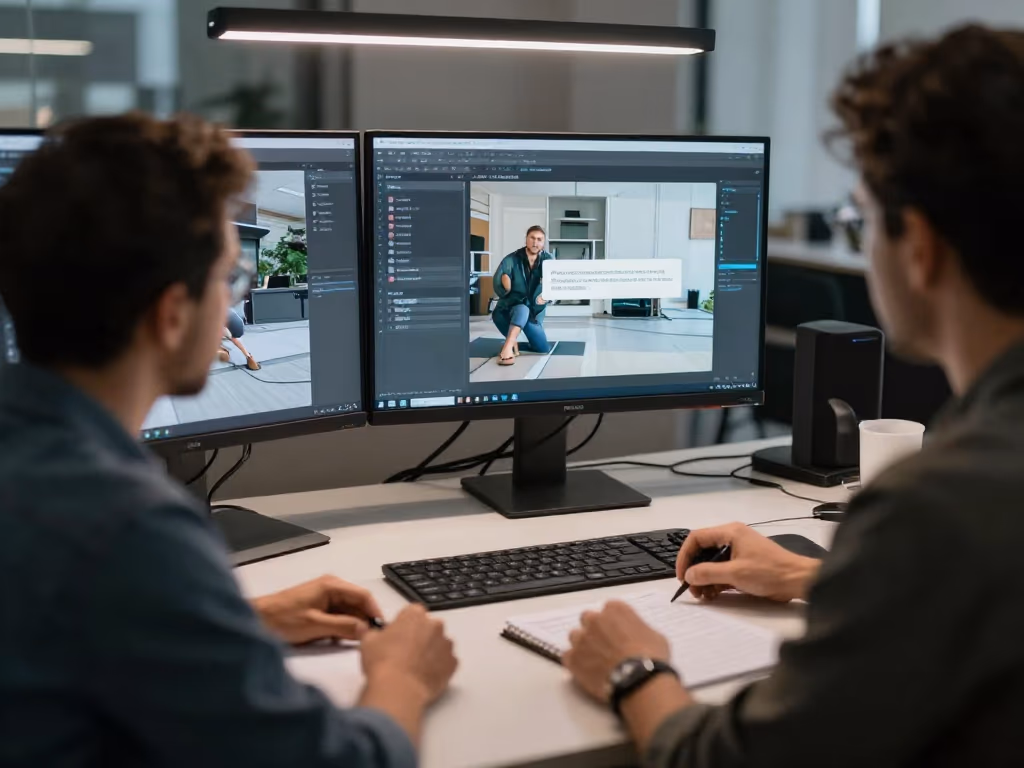 técnico revisando una instalación con herramientas digitales