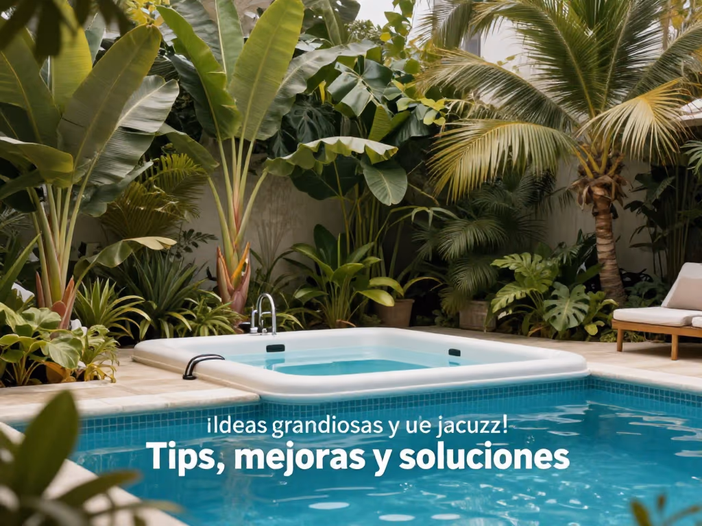 Tropical plants around a swimming pool creating a resort-like atmosphere