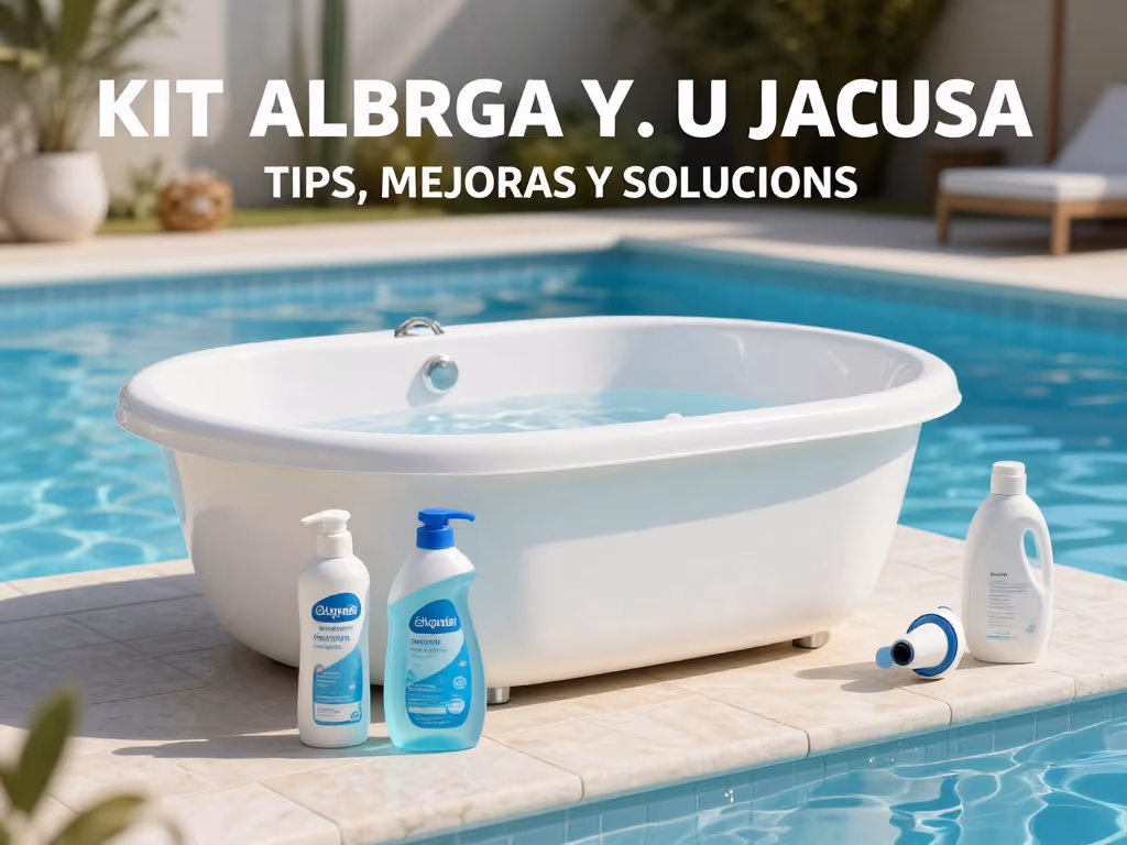 Imagen de un kit de prueba de agua usado junto a una alberca